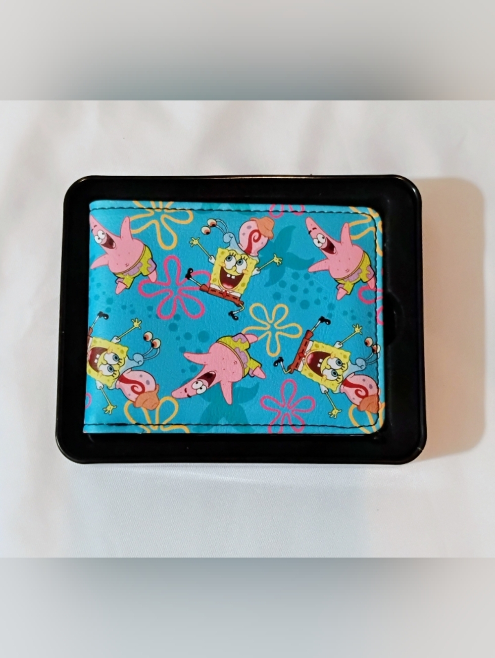 Buckle-Down SpongeBob Teal Blue Wallet with Pink Patrick Pattern